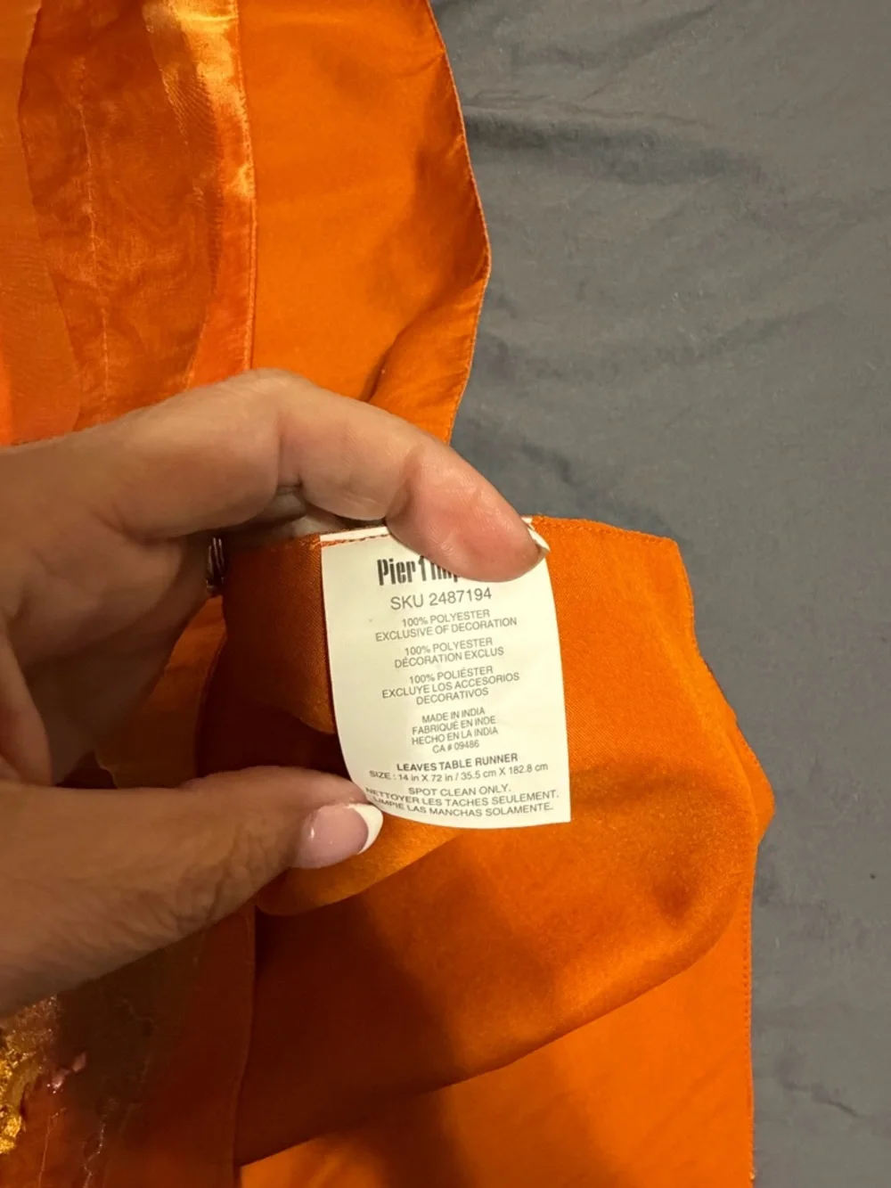 Pier 1 Bright Orange Table Runner